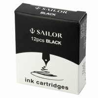 SAILOR Jentle Ink Cartmit 12 Patronen pro Schachtel Schwarz 13-0404-120